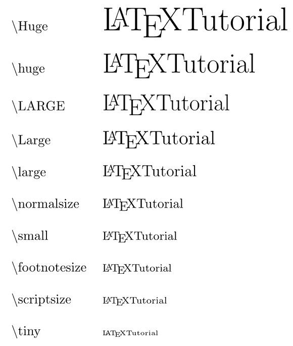 Latex font size