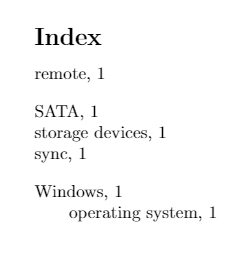 latex thesis index