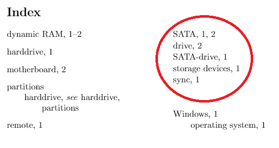 latex thesis index