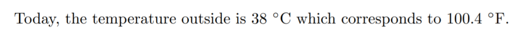 Celsius and Fahrenheit LaTeX symbols