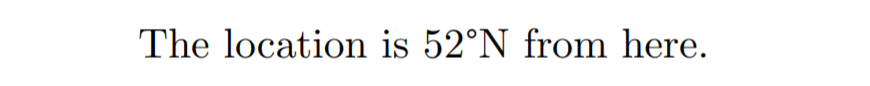 Location degree symbol latex