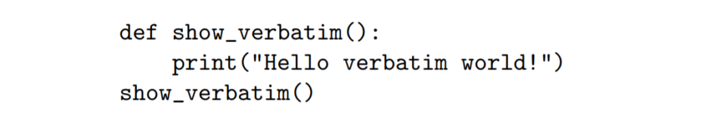 Verbatim code LaTeX