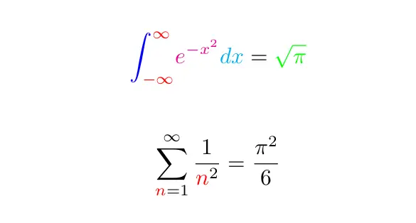 Add colors to equations in LaTeX