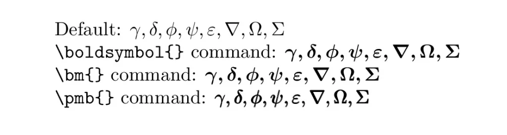 Bold math symbols latex