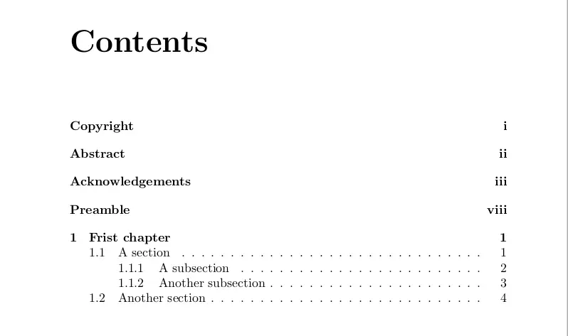 page numbering in latex thesis