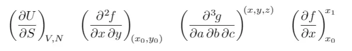 Evaluate partial derivative latex