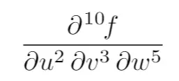 Partial derivative order in latex