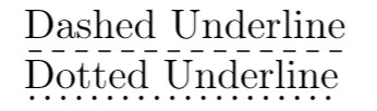 dashed and dotted underline in latex