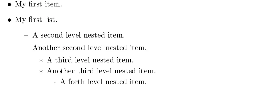 unordered nested lists in LaTeX