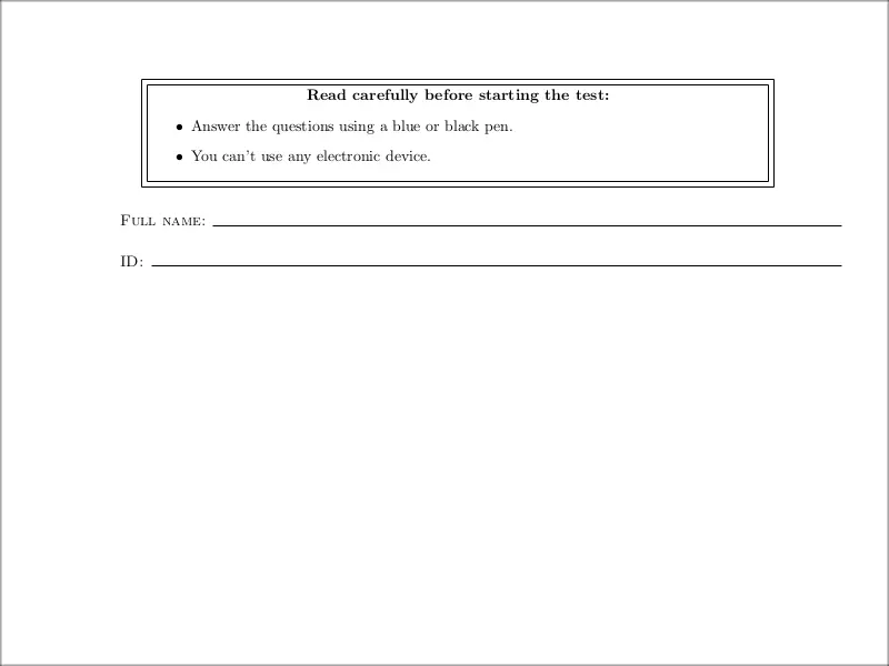 Typeset an Exam Paper in LaTeX Short guide