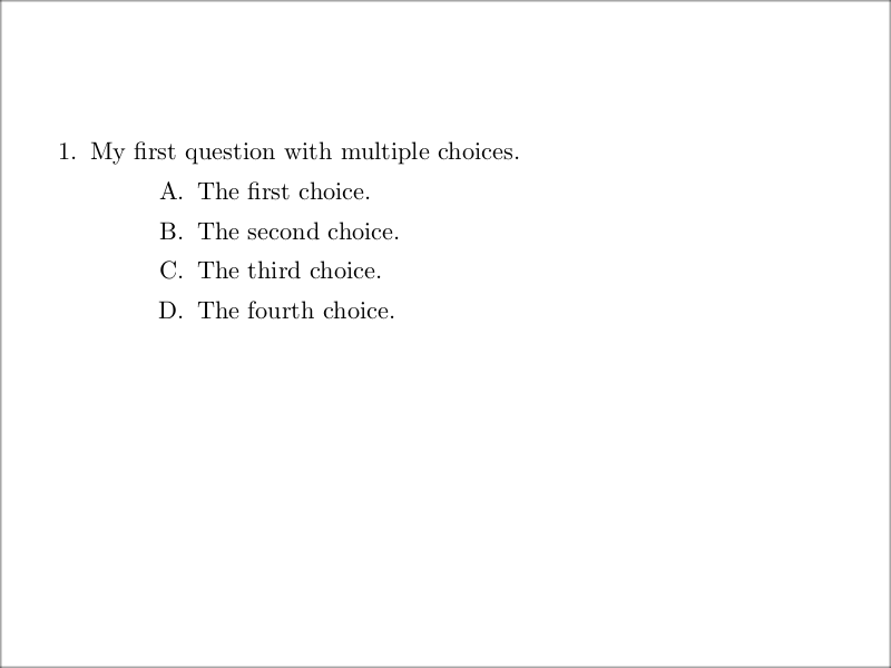 Typesetting Multiple Choice Questions in LaTeX 