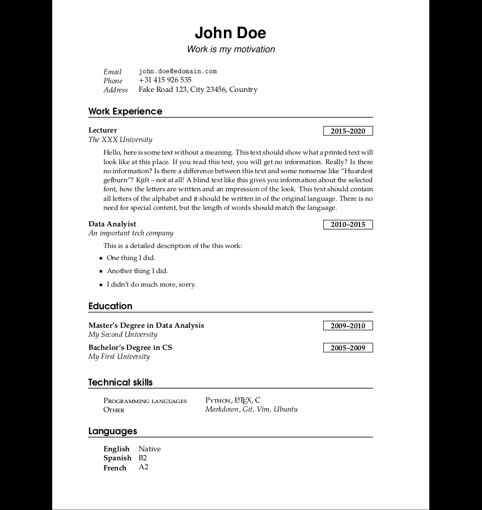 how to make a resume with latex