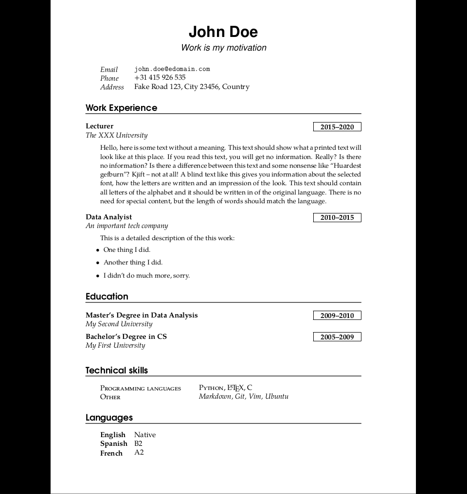 how to create resume using latex